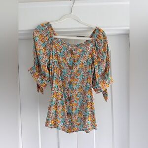 LC Lauren Conrad Multicolor Floral Button Blouse NWT